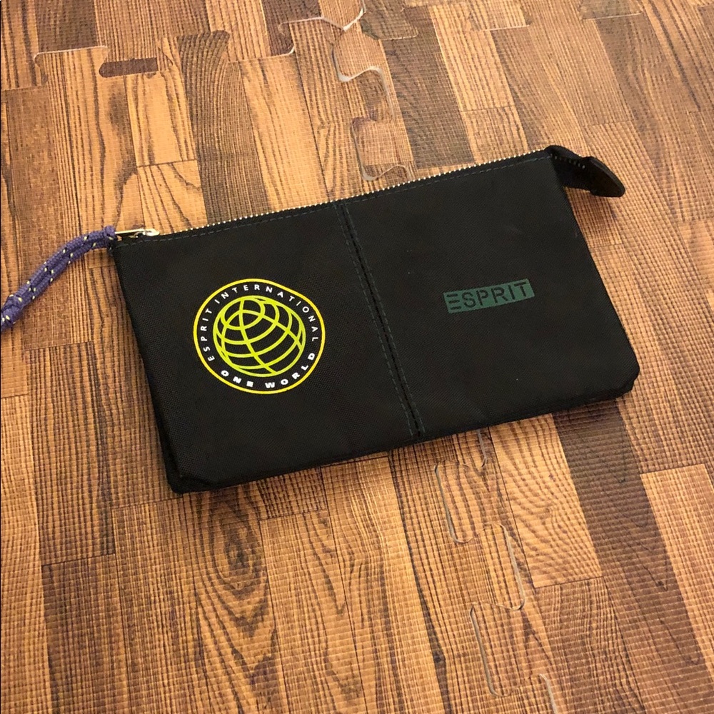 Esprit Black Canvas  Pouch Bag  with Yellow International Emblem